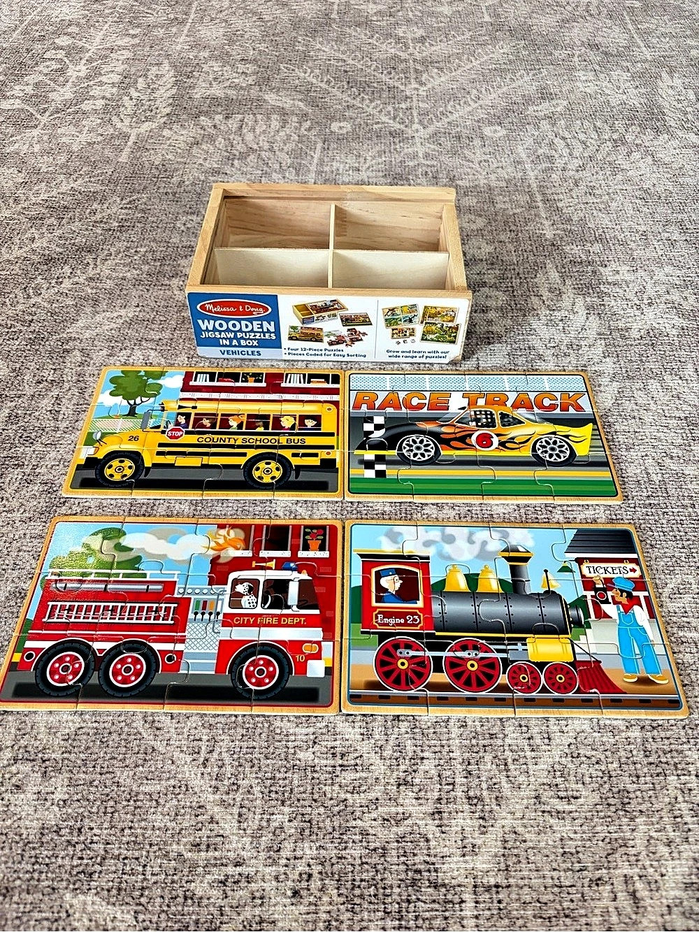 Melissa & Doug Vehicles Wooden Jigsaw Puzzles in a Box